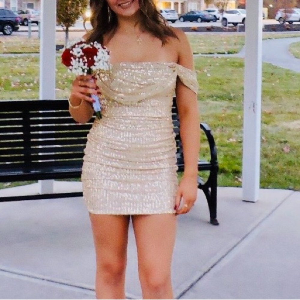 Elegant Sequin Off-Shoulder Dress